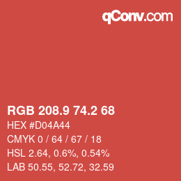 カラーコード: RGB 208.9 74.2 68 | qconv.com