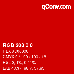 Color code: RGB 208 0 0 | qconv.com