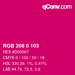 カラーコード: RGB 208 0 103 | qconv.com