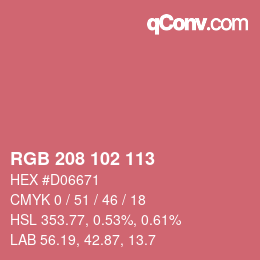 Color code: RGB 208 102 113 | qconv.com