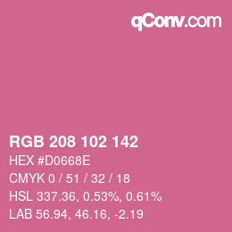 Color code: RGB 208 102 142 | qconv.com