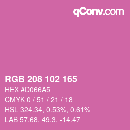 カラーコード: RGB 208 102 165 | qconv.com