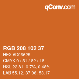 颜色代码: RGB 208 102 37 | qconv.com
