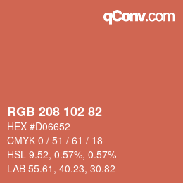 Color code: RGB 208 102 82 | qconv.com