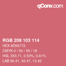 カラーコード: RGB 208 103 114 | qconv.com