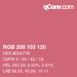カラーコード: RGB 208 103 120 | qconv.com