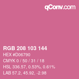 カラーコード: RGB 208 103 144 | qconv.com
