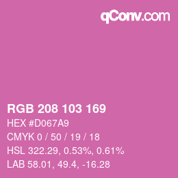 Color code: RGB 208 103 169 | qconv.com