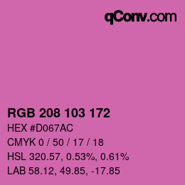 颜色代码: RGB 208 103 172 | qconv.com