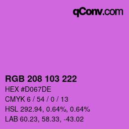 Color code: RGB 208 103 222 | qconv.com