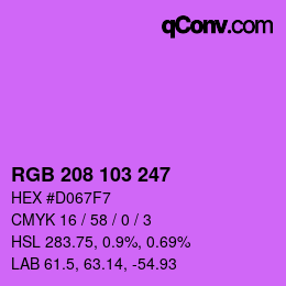 Color code: RGB 208 103 247 | qconv.com