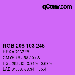 カラーコード: RGB 208 103 248 | qconv.com