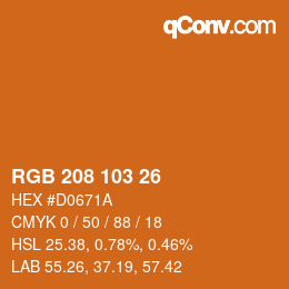 颜色代码: RGB 208 103 26 | qconv.com