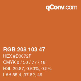 颜色代码: RGB 208 103 47 | qconv.com