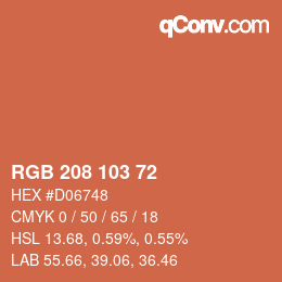 Color code: RGB 208 103 72 | qconv.com