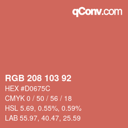 Color code: RGB 208 103 92 | qconv.com