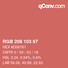 Color code: RGB 208 103 97 | qconv.com