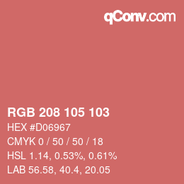 Color code: RGB 208 105 103 | qconv.com