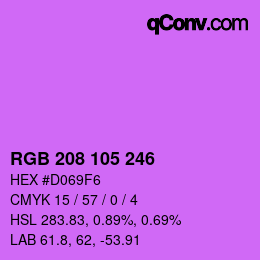 Color code: RGB 208 105 246 | qconv.com