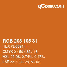Color code: RGB 208 105 31 | qconv.com