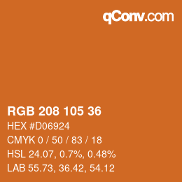 Color code: RGB 208 105 36 | qconv.com