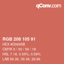 Color code: RGB 208 105 91 | qconv.com