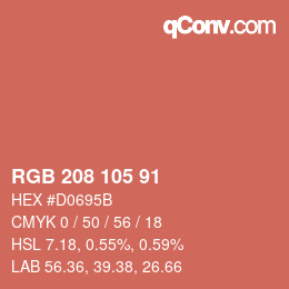 Color code: RGB 208 105 91 | qconv.com