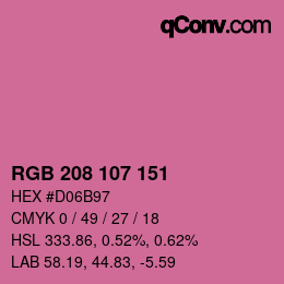 カラーコード: RGB 208 107 151 | qconv.com