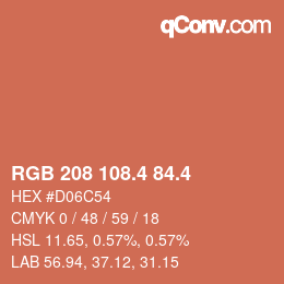 カラーコード: RGB 208 108.4 84.4 | qconv.com
