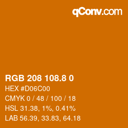 カラーコード: RGB 208 108.8 0 | qconv.com