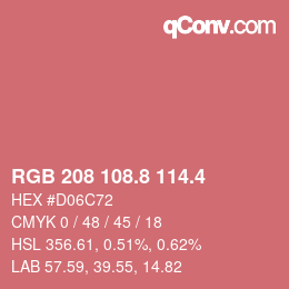 カラーコード: RGB 208 108.8 114.4 | qconv.com