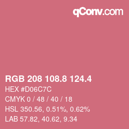 カラーコード: RGB 208 108.8 124.4 | qconv.com