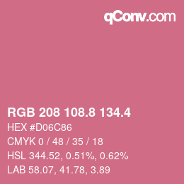 カラーコード: RGB 208 108.8 134.4 | qconv.com