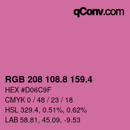 カラーコード: RGB 208 108.8 159.4 | qconv.com