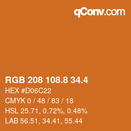 カラーコード: RGB 208 108.8 34.4 | qconv.com