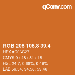 カラーコード: RGB 208 108.8 39.4 | qconv.com