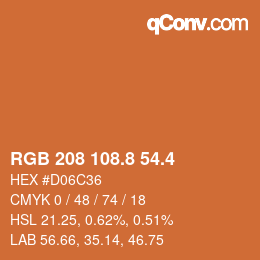 カラーコード: RGB 208 108.8 54.4 | qconv.com