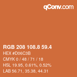 カラーコード: RGB 208 108.8 59.4 | qconv.com