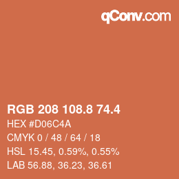 カラーコード: RGB 208 108.8 74.4 | qconv.com