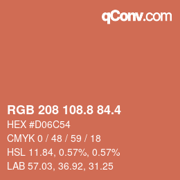 カラーコード: RGB 208 108.8 84.4 | qconv.com
