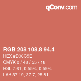 カラーコード: RGB 208 108.8 94.4 | qconv.com
