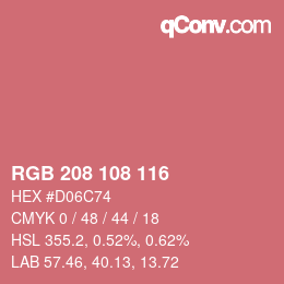 カラーコード: RGB 208 108 116 | qconv.com