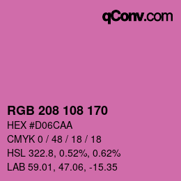颜色代码: RGB 208 108 170 | qconv.com