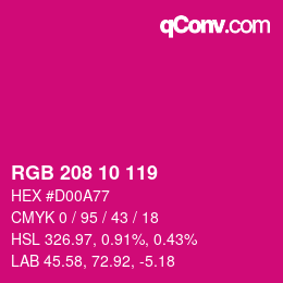 カラーコード: RGB 208 10 119 | qconv.com