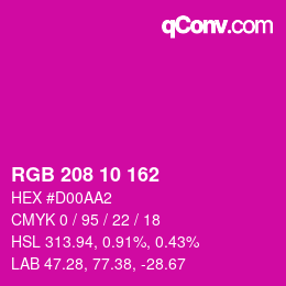 カラーコード: RGB 208 10 162 | qconv.com