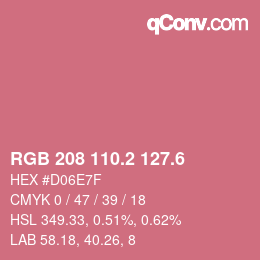 カラーコード: RGB 208 110.2 127.6 | qconv.com