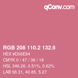 カラーコード: RGB 208 110.2 132.6 | qconv.com
