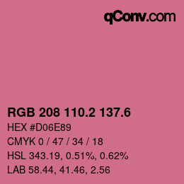 カラーコード: RGB 208 110.2 137.6 | qconv.com