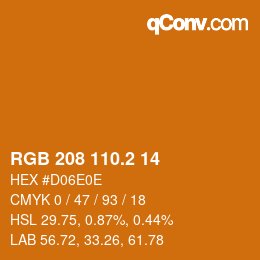 カラーコード: RGB 208 110.2 14 | qconv.com