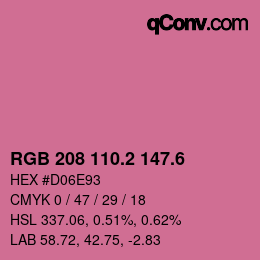 カラーコード: RGB 208 110.2 147.6 | qconv.com